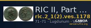 RIC II, Part 1 (second edition) Vespasian 1178 — CANOA