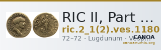 RIC II, Part 1 (second edition) Vespasian 1180 — CANOA