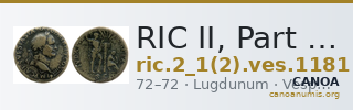 RIC II, Part 1 (second edition) Vespasian 1181 — CANOA