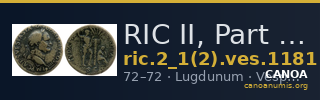 RIC II, Part 1 (second edition) Vespasian 1181 — CANOA