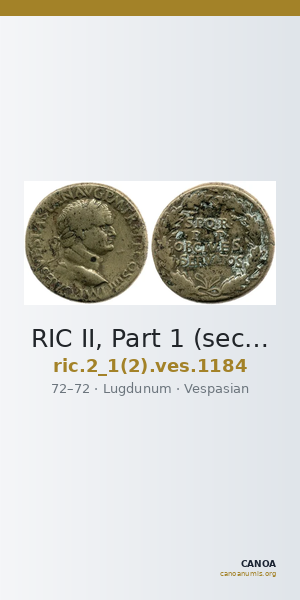 RIC II, Part 1 (second edition) Vespasian 1184 — CANOA