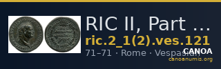 RIC II, Part 1 (second edition) Vespasian 121 — CANOA