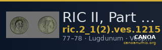 RIC II, Part 1 (second edition) Vespasian 1215 — CANOA