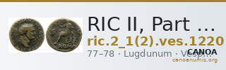 RIC II, Part 1 (second edition) Vespasian 1220 — CANOA
