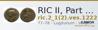 RIC II, Part 1 (second edition) Vespasian 1222 — CANOA