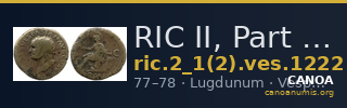 RIC II, Part 1 (second edition) Vespasian 1222 — CANOA