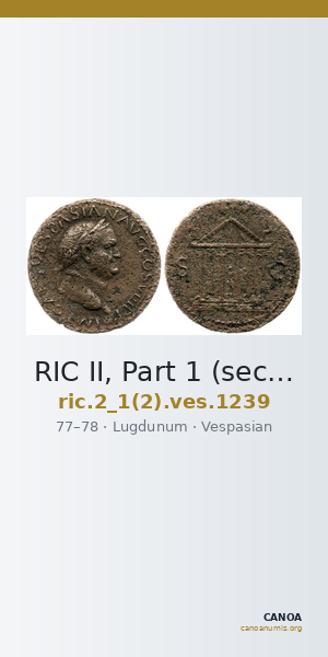 RIC II, Part 1 (second edition) Vespasian 1239 — CANOA
