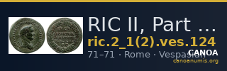 RIC II, Part 1 (second edition) Vespasian 124 — CANOA