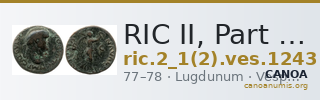 RIC II, Part 1 (second edition) Vespasian 1243 — CANOA