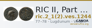 RIC II, Part 1 (second edition) Vespasian 1244 — CANOA