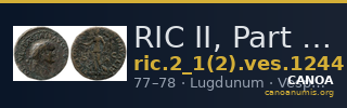 RIC II, Part 1 (second edition) Vespasian 1244 — CANOA