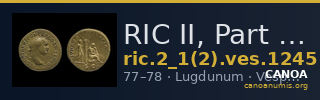 RIC II, Part 1 (second edition) Vespasian 1245 — CANOA