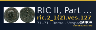 RIC II, Part 1 (second edition) Vespasian 127 — CANOA