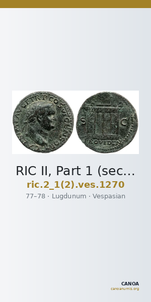 RIC II, Part 1 (second edition) Vespasian 1270 — CANOA