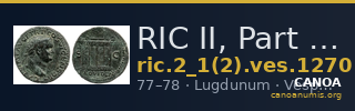 RIC II, Part 1 (second edition) Vespasian 1270 — CANOA