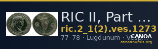 RIC II, Part 1 (second edition) Vespasian 1273 — CANOA