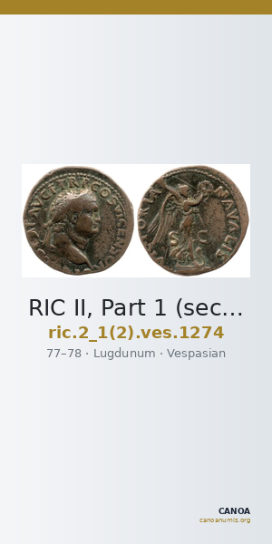 RIC II, Part 1 (second edition) Vespasian 1274 — CANOA