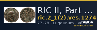 RIC II, Part 1 (second edition) Vespasian 1274 — CANOA