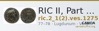 RIC II, Part 1 (second edition) Vespasian 1275 — CANOA
