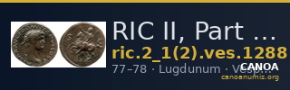 RIC II, Part 1 (second edition) Vespasian 1288 — CANOA