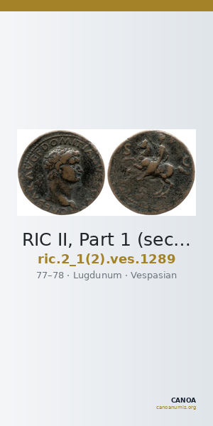 RIC II, Part 1 (second edition) Vespasian 1289 — CANOA