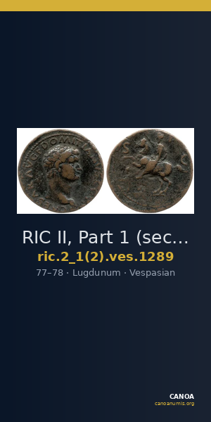 RIC II, Part 1 (second edition) Vespasian 1289 — CANOA