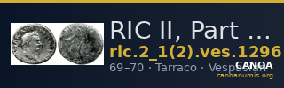 RIC II, Part 1 (second edition) Vespasian 1296 — CANOA