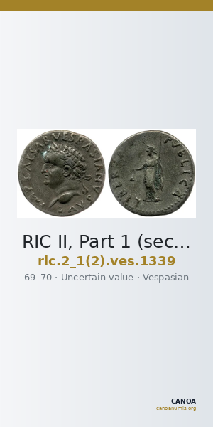 RIC II, Part 1 (second edition) Vespasian 1339 — CANOA