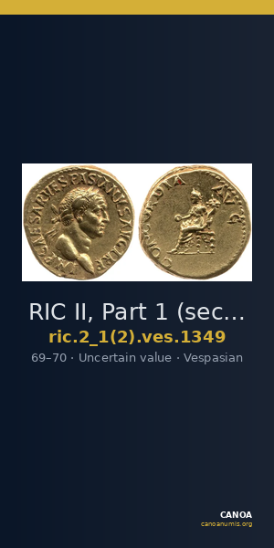 RIC II, Part 1 (second edition) Vespasian 1349 — CANOA