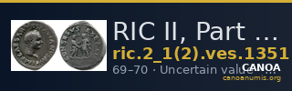 RIC II, Part 1 (second edition) Vespasian 1351 — CANOA