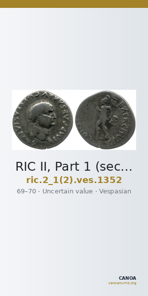 RIC II, Part 1 (second edition) Vespasian 1352 — CANOA