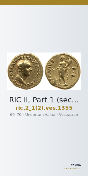 RIC II, Part 1 (second edition) Vespasian 1355 — CANOA