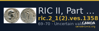 RIC II, Part 1 (second edition) Vespasian 1358 — CANOA