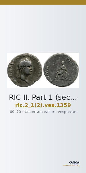 RIC II, Part 1 (second edition) Vespasian 1359 — CANOA