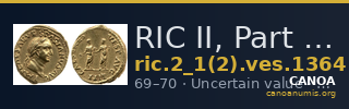 RIC II, Part 1 (second edition) Vespasian 1364 — CANOA