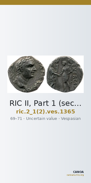 RIC II, Part 1 (second edition) Vespasian 1365 — CANOA