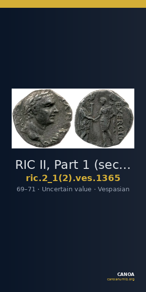 RIC II, Part 1 (second edition) Vespasian 1365 — CANOA