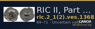 RIC II, Part 1 (second edition) Vespasian 1368 — CANOA