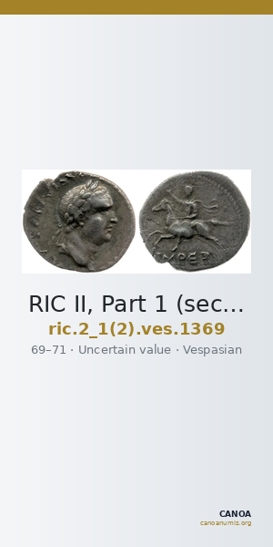 RIC II, Part 1 (second edition) Vespasian 1369 — CANOA