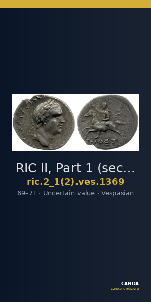 RIC II, Part 1 (second edition) Vespasian 1369 — CANOA