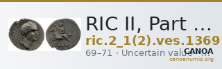 RIC II, Part 1 (second edition) Vespasian 1369 — CANOA