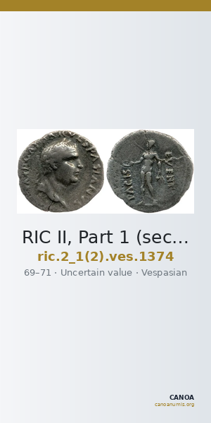 RIC II, Part 1 (second edition) Vespasian 1374 — CANOA