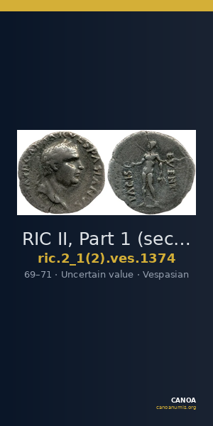 RIC II, Part 1 (second edition) Vespasian 1374 — CANOA