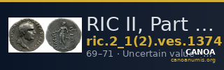 RIC II, Part 1 (second edition) Vespasian 1374 — CANOA