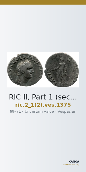 RIC II, Part 1 (second edition) Vespasian 1375 — CANOA