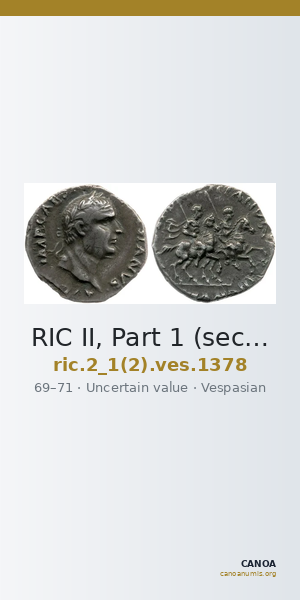RIC II, Part 1 (second edition) Vespasian 1378 — CANOA