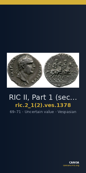 RIC II, Part 1 (second edition) Vespasian 1378 — CANOA