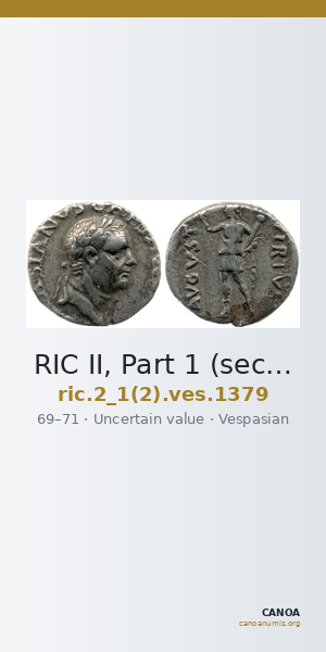 RIC II, Part 1 (second edition) Vespasian 1379 — CANOA