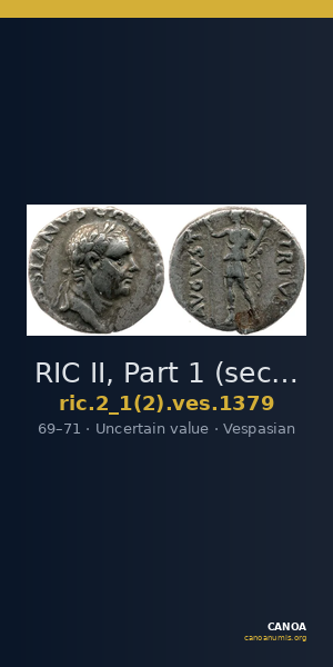 RIC II, Part 1 (second edition) Vespasian 1379 — CANOA