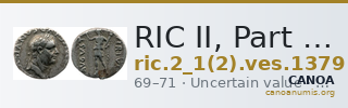 RIC II, Part 1 (second edition) Vespasian 1379 — CANOA